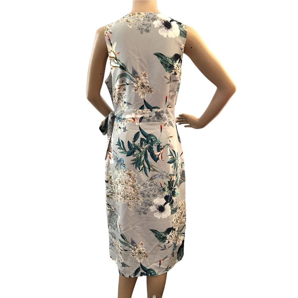 A.B.S. COLLECTION | BLUE FLORAL FUAX WRAP DRESS - Picture 2 of 12